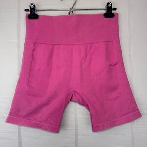 Joy Lab Hot Pink Ribbed Biker Shorts High Waisted Workout Gym Exercise M